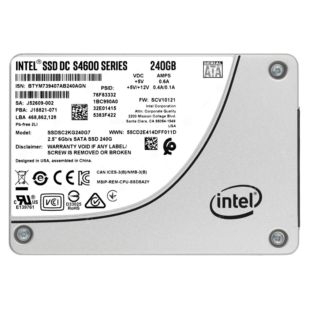 SSDSC2KG240G7 INTEL 240GB 6G SATA SSD 2.5 SFF S4600 SERIES J52609-002, J18821-071