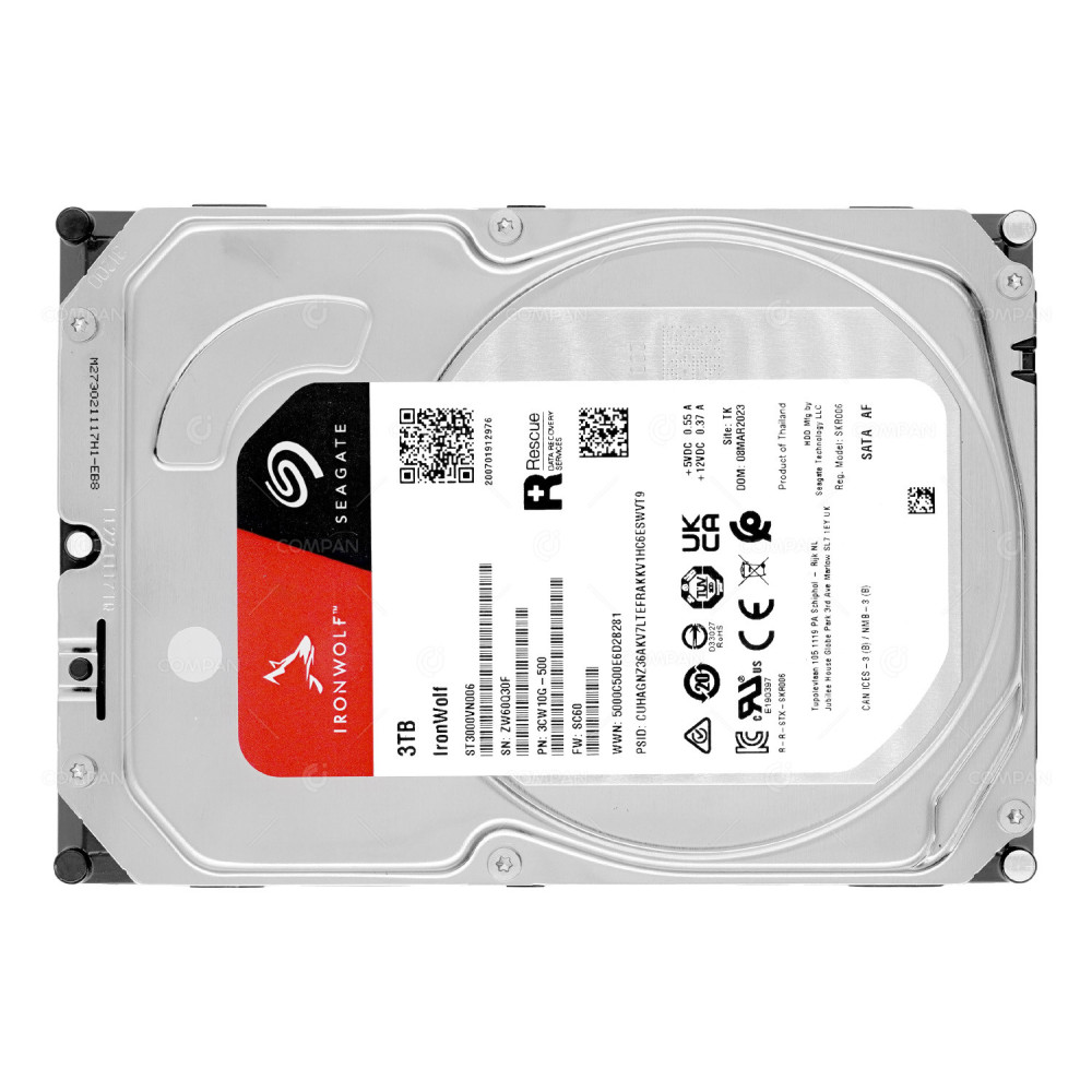 ST3000VN006 SEAGATE IRONWOLF HARD DRIVE 3TB 5.4K 6G SATA 256MB CASHE 3.5 LFF 3CW10G-500