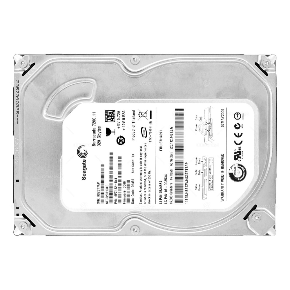 ST3320813AS SEAGATE BARRACUDA 7200.11 320GB 7.2K 3G SATA 8MB CACHE 3.5 LFF HARD DRIVE 9FZ182-541