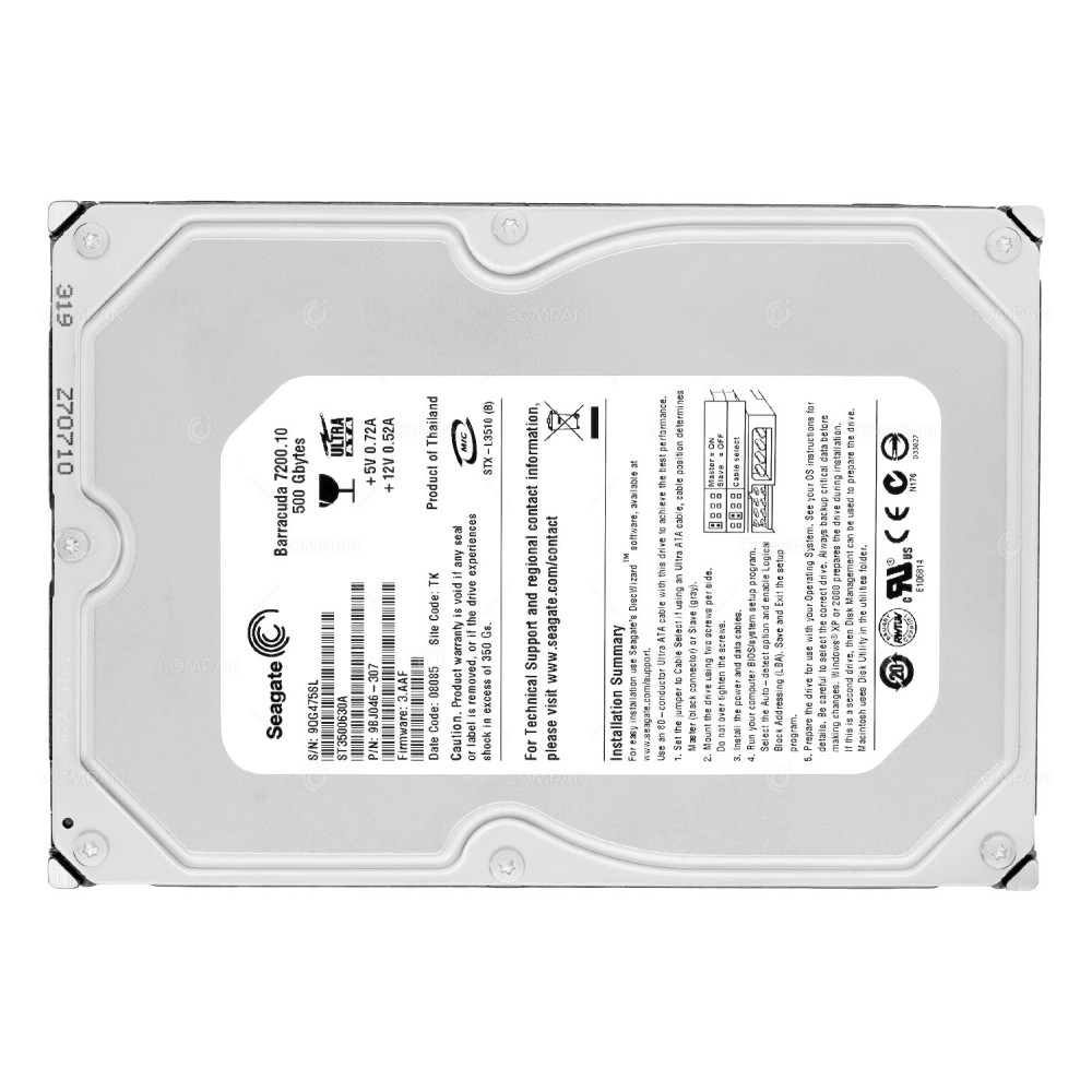 ST3500630A SEAGATE HARD DRIVE 500GB 7.2K 3.5 LFF ATA 9BJ046