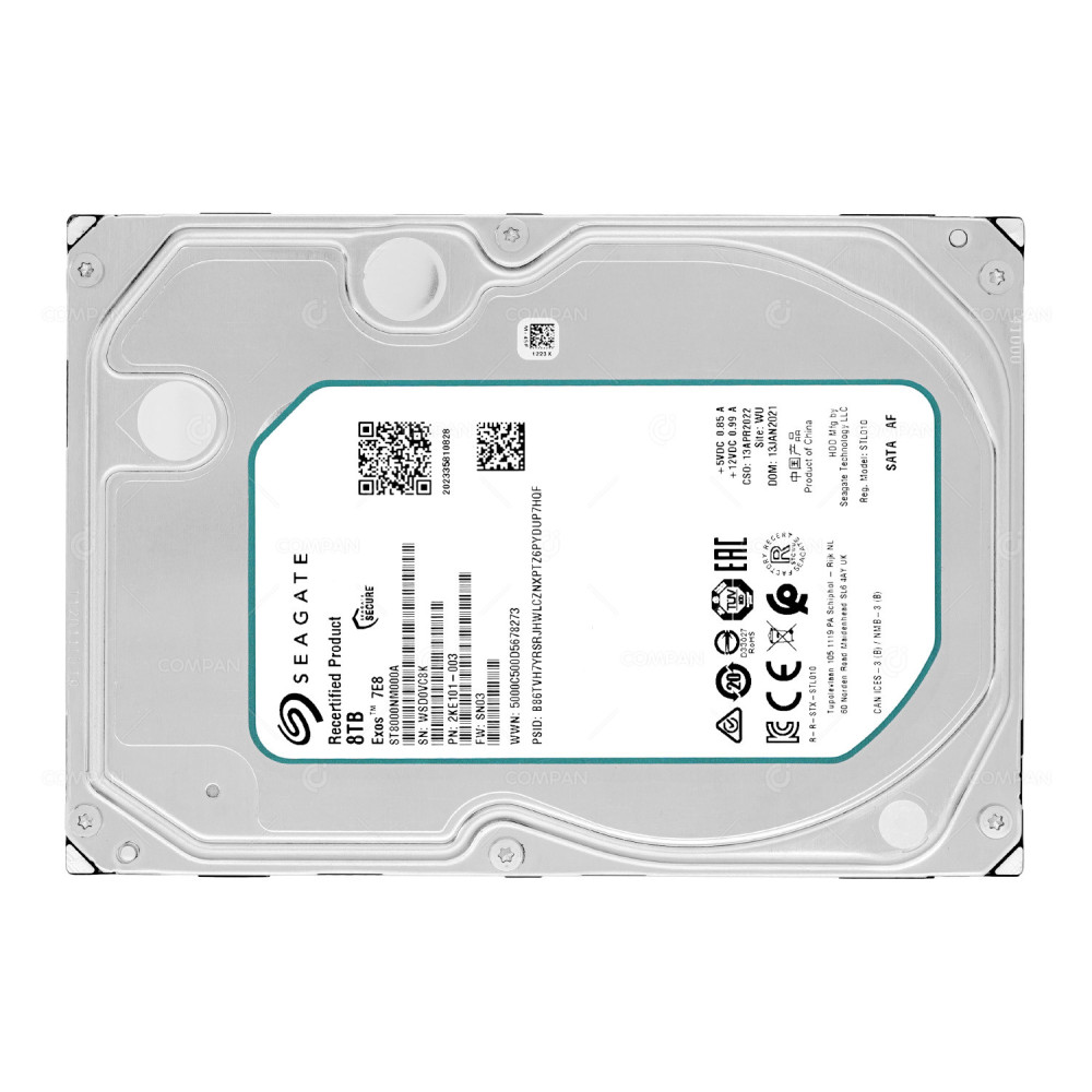 ST8000NM000A SEAGATE EXOS HARD DRIVE 8TB 7.2K 6G SATA 256MB CACHE 3.5 LFF 2KE101-003