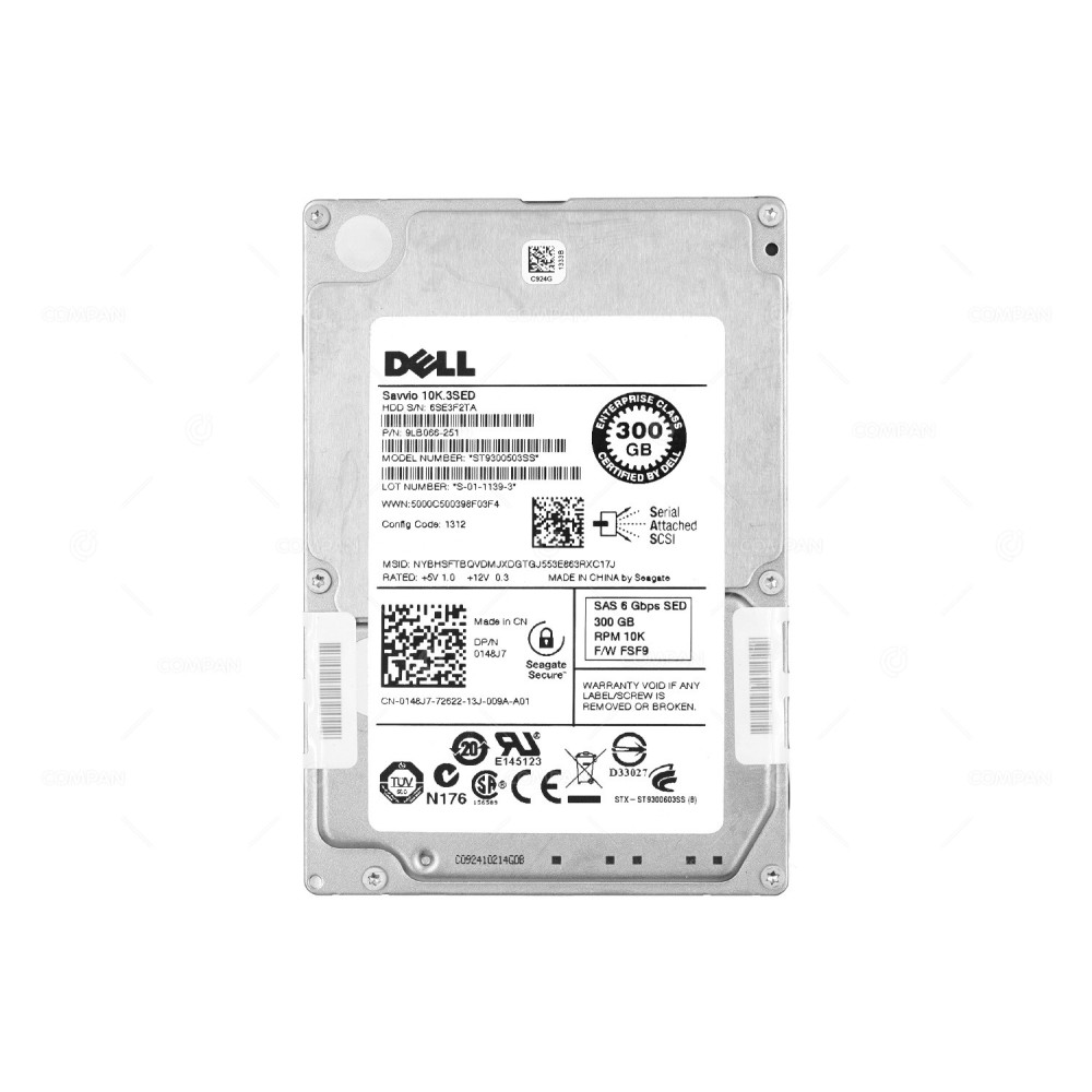 ST9300503SS DELL SAVVIO 300GB 10K SED SAS 6G 2,5" SFF HARD DRIVE 9LB066-251, 0148J7
