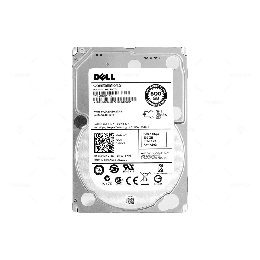 ST9500620SS DELL CONSTELLATION.2 500GB 7.2K SAS 6G 2,5" SFF HARD DRIVE 9RZ264-150,
