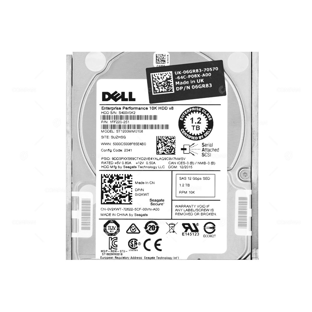 V2KWT SEAGATE HDD 1.2TB 10K SAS 12G 2.5" SFF FOR POWEREDGE G11 G12 G13