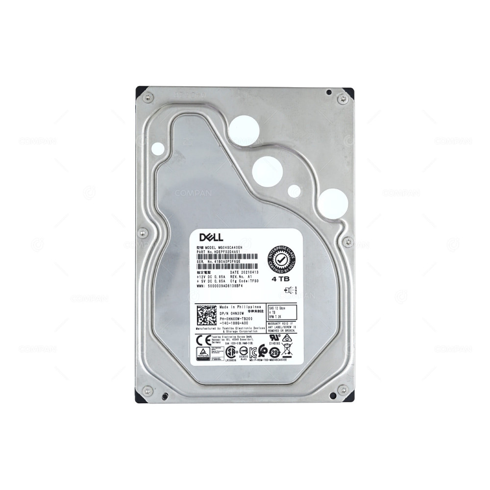 W5M2R DELL HARD DRIVE 4TB 7.2K 12G SAS 3.5 LFF NO CADDY 0W5M2R, MG04SCA40EN, ST4000MM0295