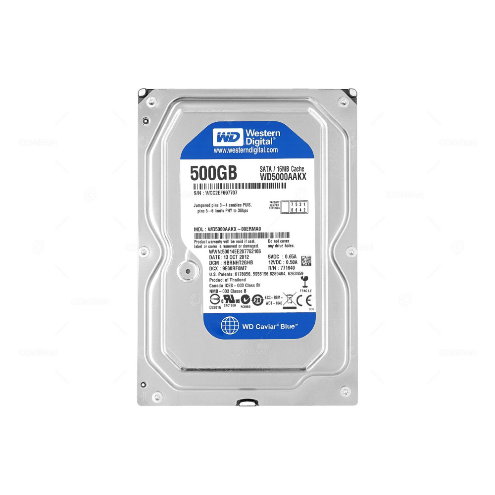 WD5000AAKX WD HARD DRIVE 500GB 7.2K 6G 3.5 LFF 16MB CACHE SATA 6G WD5000AAKX-00ERMA0
