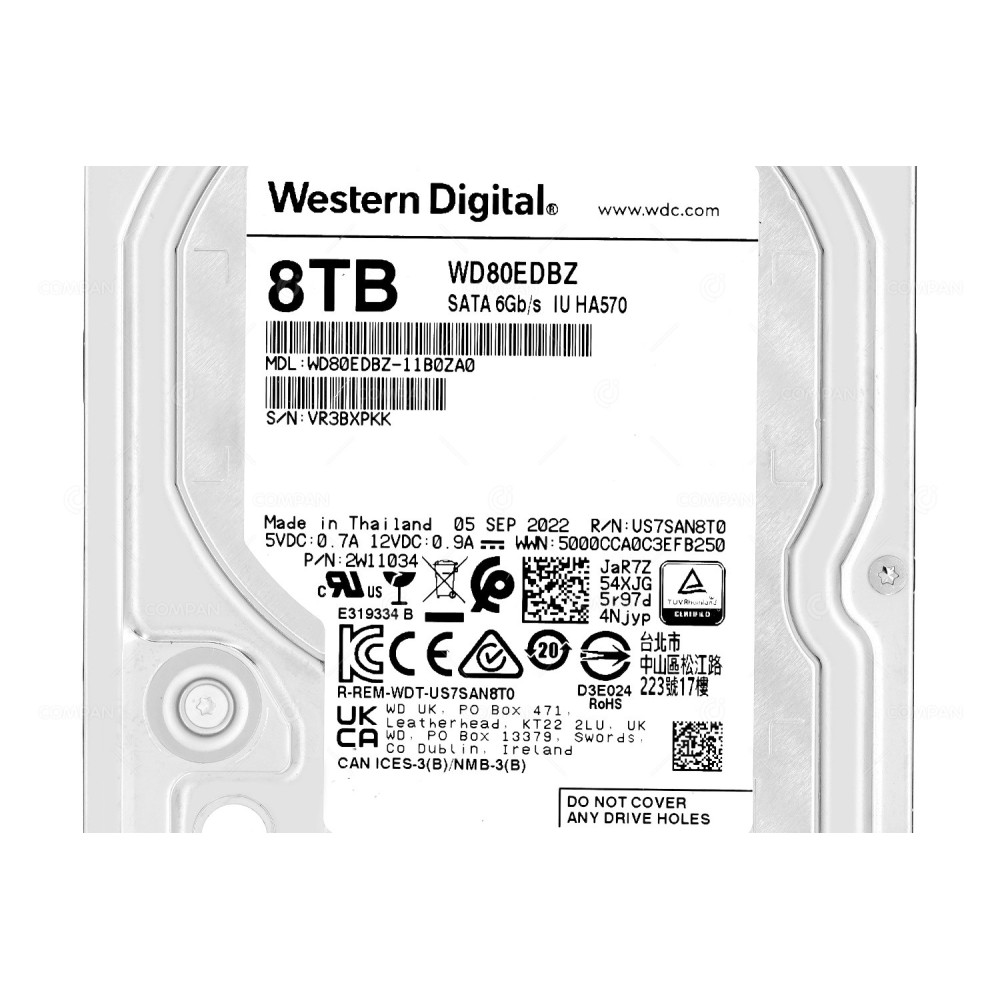 WD80EDBZ WD HDD 8TB 7.2K SATA 6G 256MB CACHE 3.5" LFF