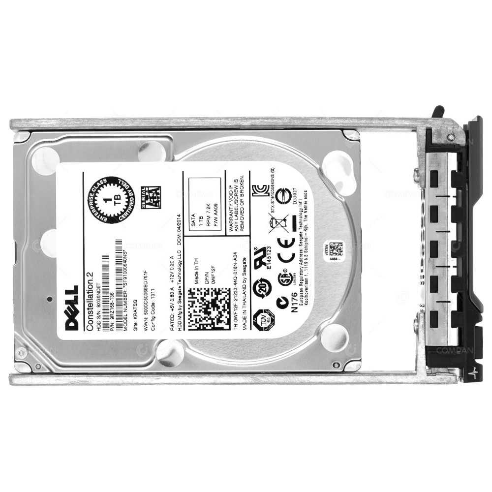 WF12F DELL HARD DRIVE 1TB 6G 7.2K SATA 2.5 SFF G11 G12 G13 0WF12F, ST91000640NS