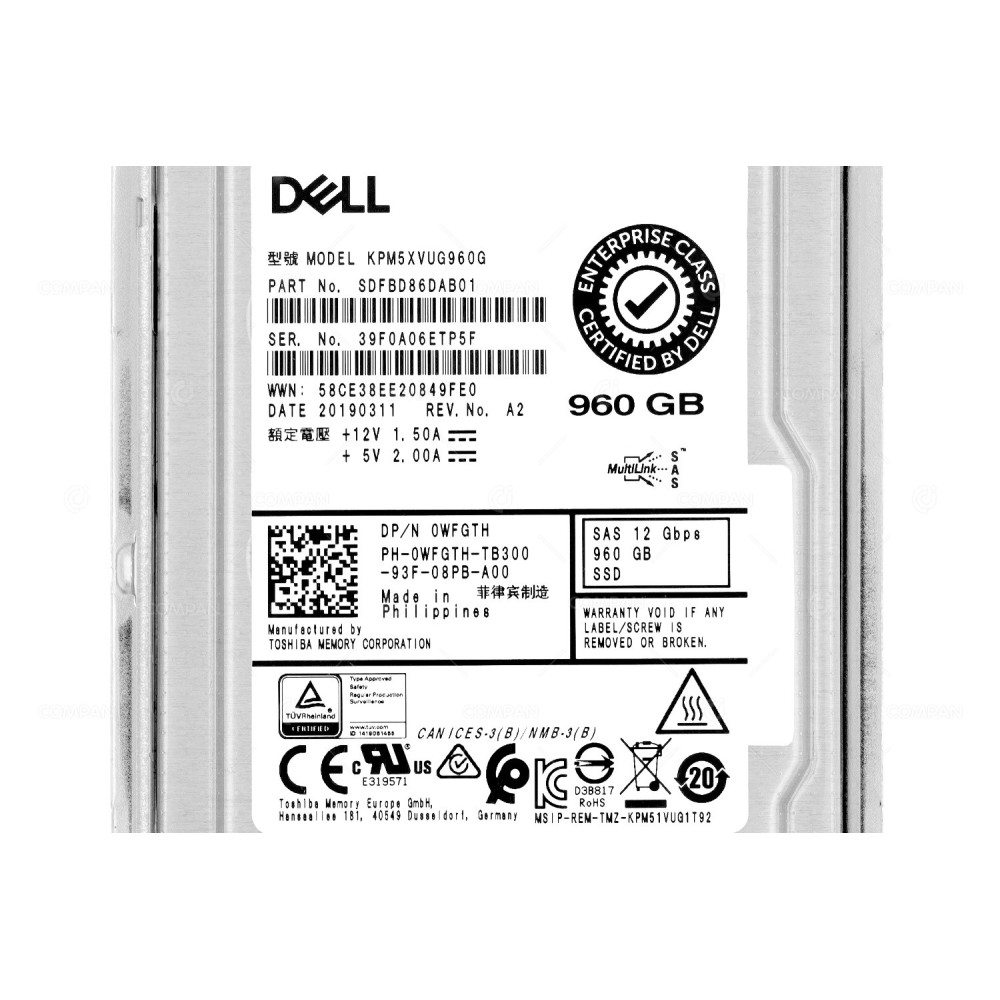 WFGTH G14 DELL SSD 960GB SAS 12G 2.5" SFF FOR DELL G14