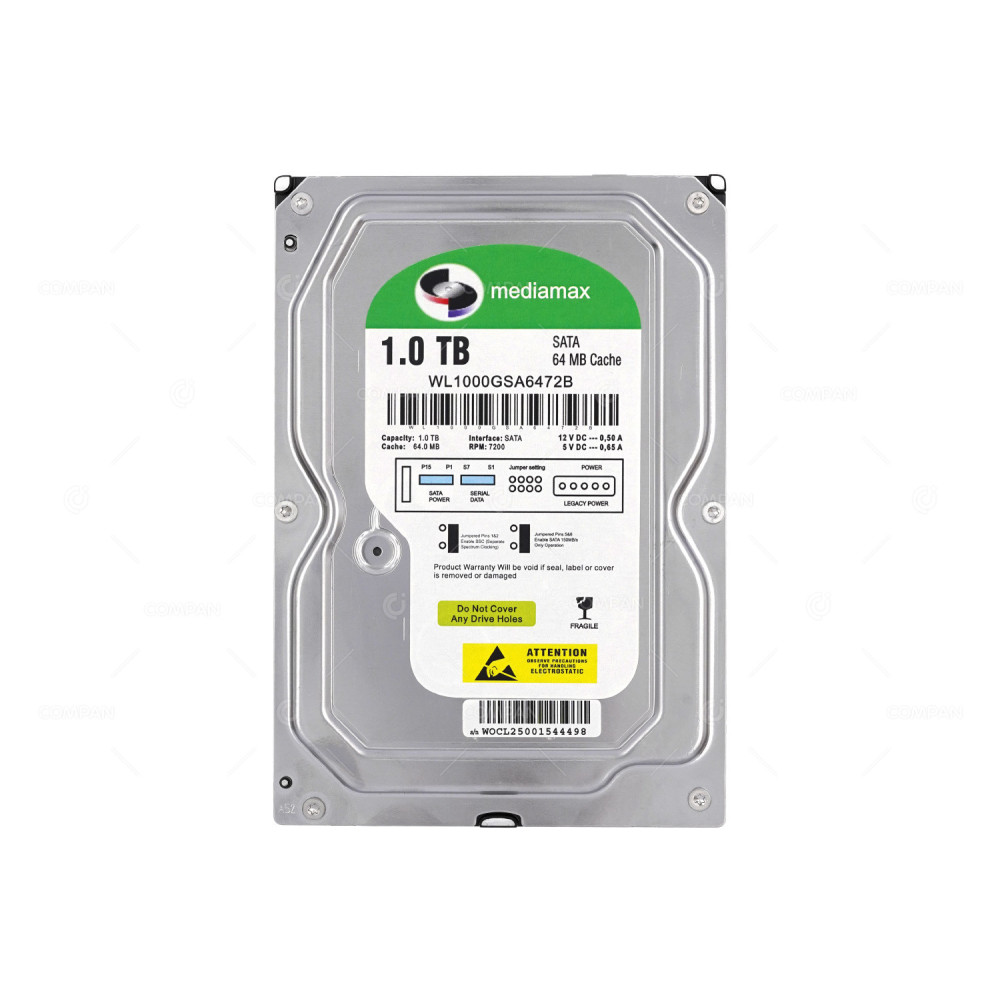 WL1000GSA6472B MEDIAMAX 1TB 7.2K 3.5 LFF 3G SATA 64MB CACHE HARD DRIVE -