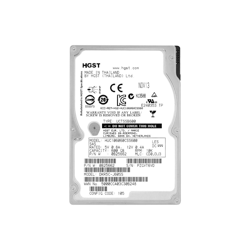 HUC106060CSS600 HGST HDD 600GB 10K SAS 6G 2.5" SFF HOT-SWAP