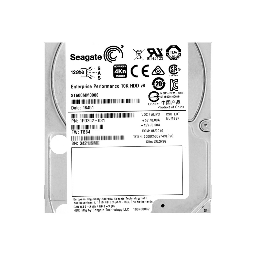 ST600MM0008 SEAGATE HDD 600GB 10K SAS 12G 2.5" SFF HOT-SWAP