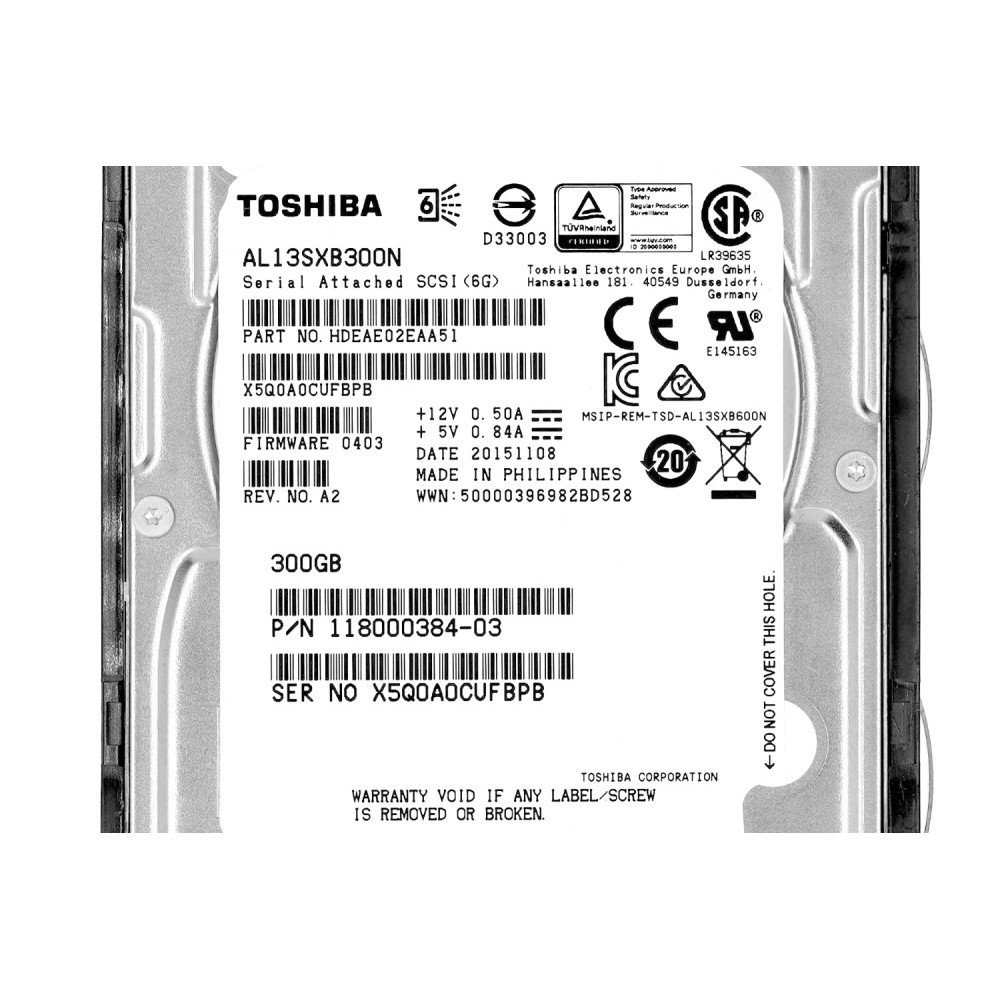AL13SXB300N TOSHIBA HDD 300GB 15K SAS 6G 2.5" HOT-SWAP FOR HPE SERVERS