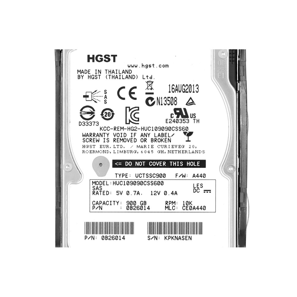 HUC109090CSS600 HGST HDD 900GB 10K SAS 6G 2.5" HOT-SWAP FOR HP SERVERS