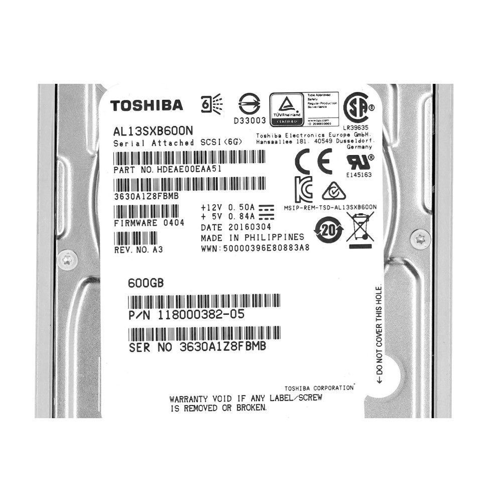 AL13SXB600N TOSHIBA HDD 600GB 15K SAS 2.5" HOT-SWAP FOR DELL SERVERS