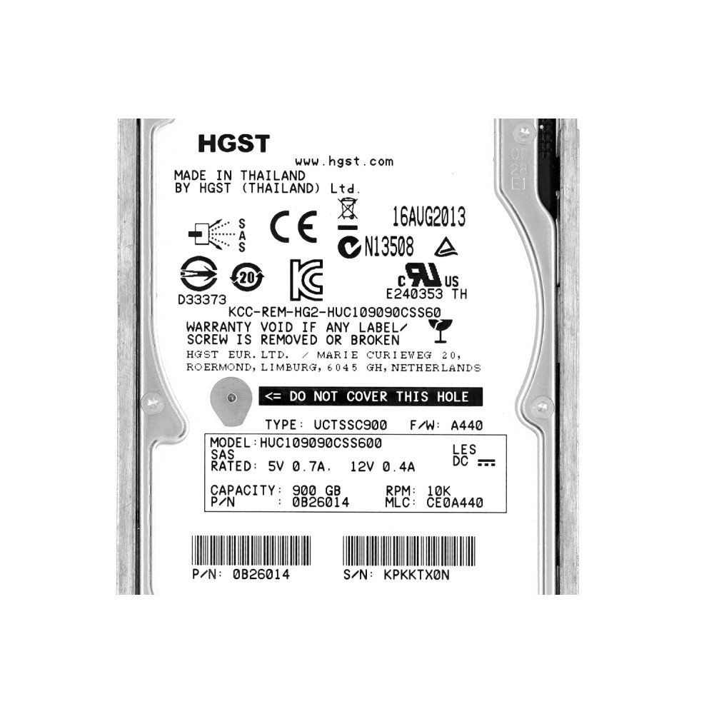 HUC109090CSS600 HGST HDD 900GB 10K SAS 2.5" HOT-SWAP FOR DELL SERVERS