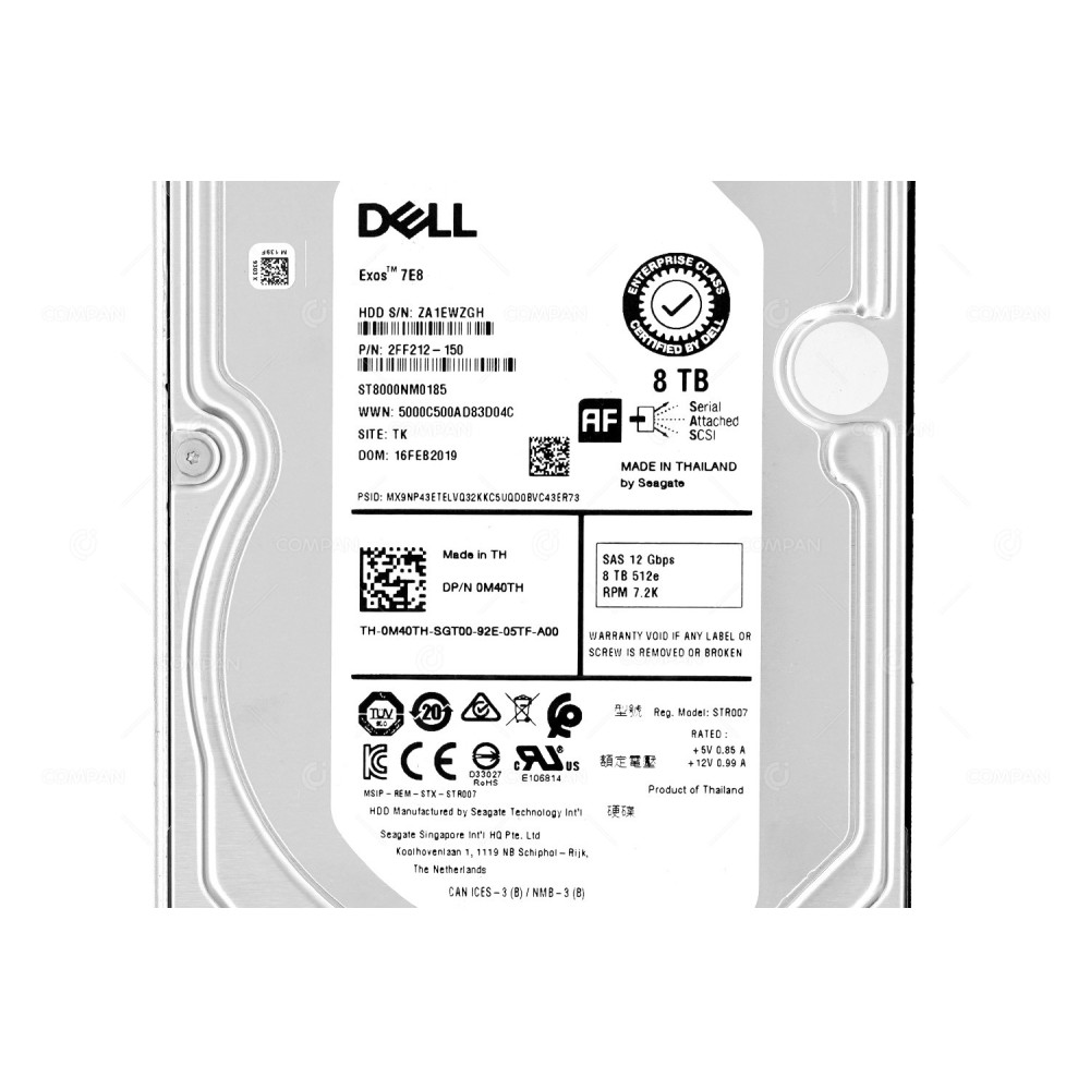M40TH G14 DELL HDD 8TB 7.2K SAS 12G 3.5" LFF G14