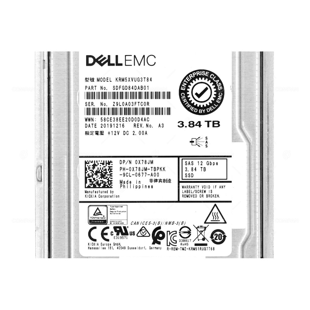 X78JM DELL SSD 3.84TB SAS 12G 2.5" SFF