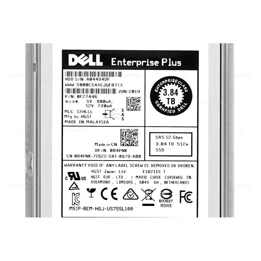 84PNK  DELL SSD 3.84TB SAS 12G 2.5" SFF FOR DELL POWEREDGE G11 G12 G13