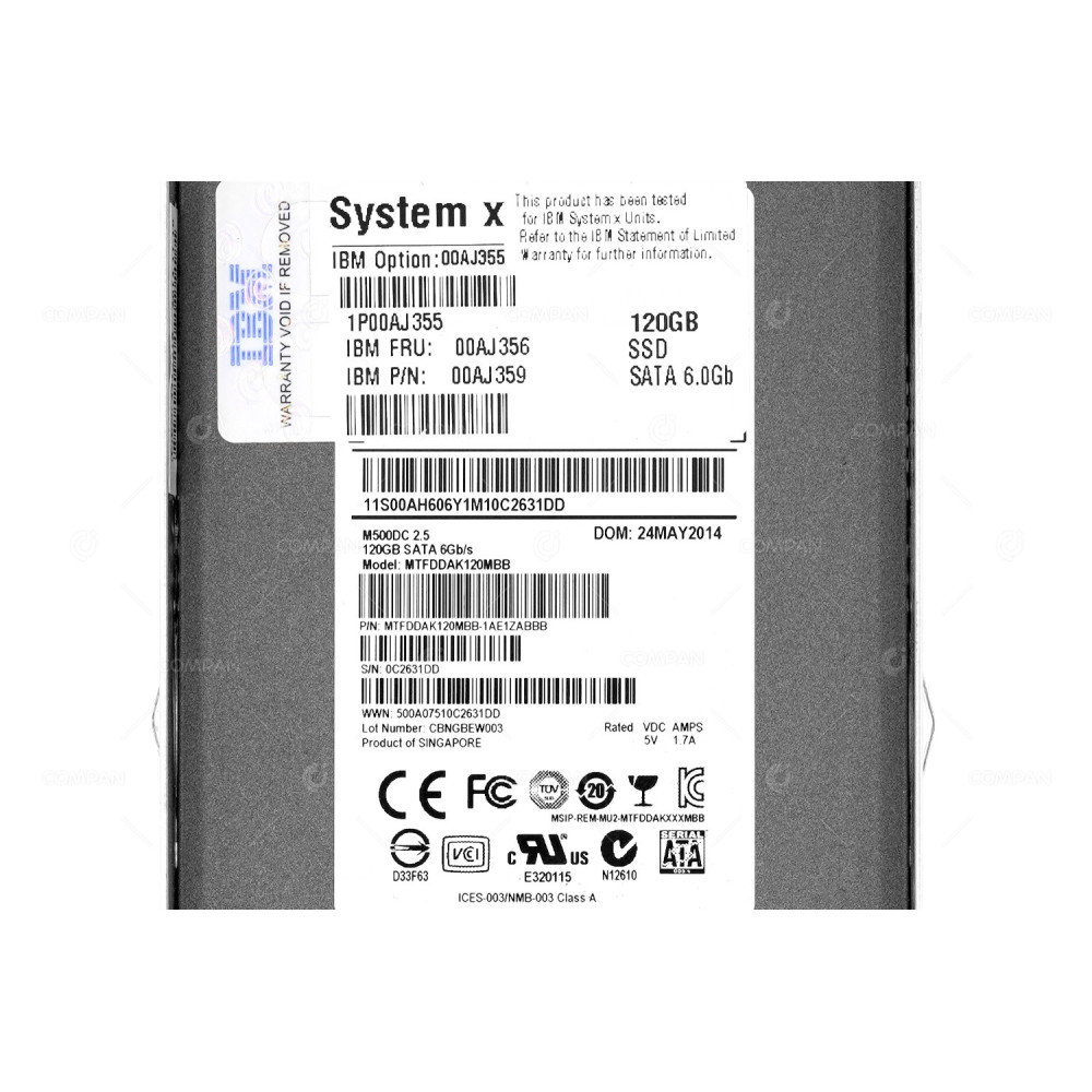 00AJ356 IBM SSD 120GB SATA 6G 2.5" SFF FOR SYSTEM X