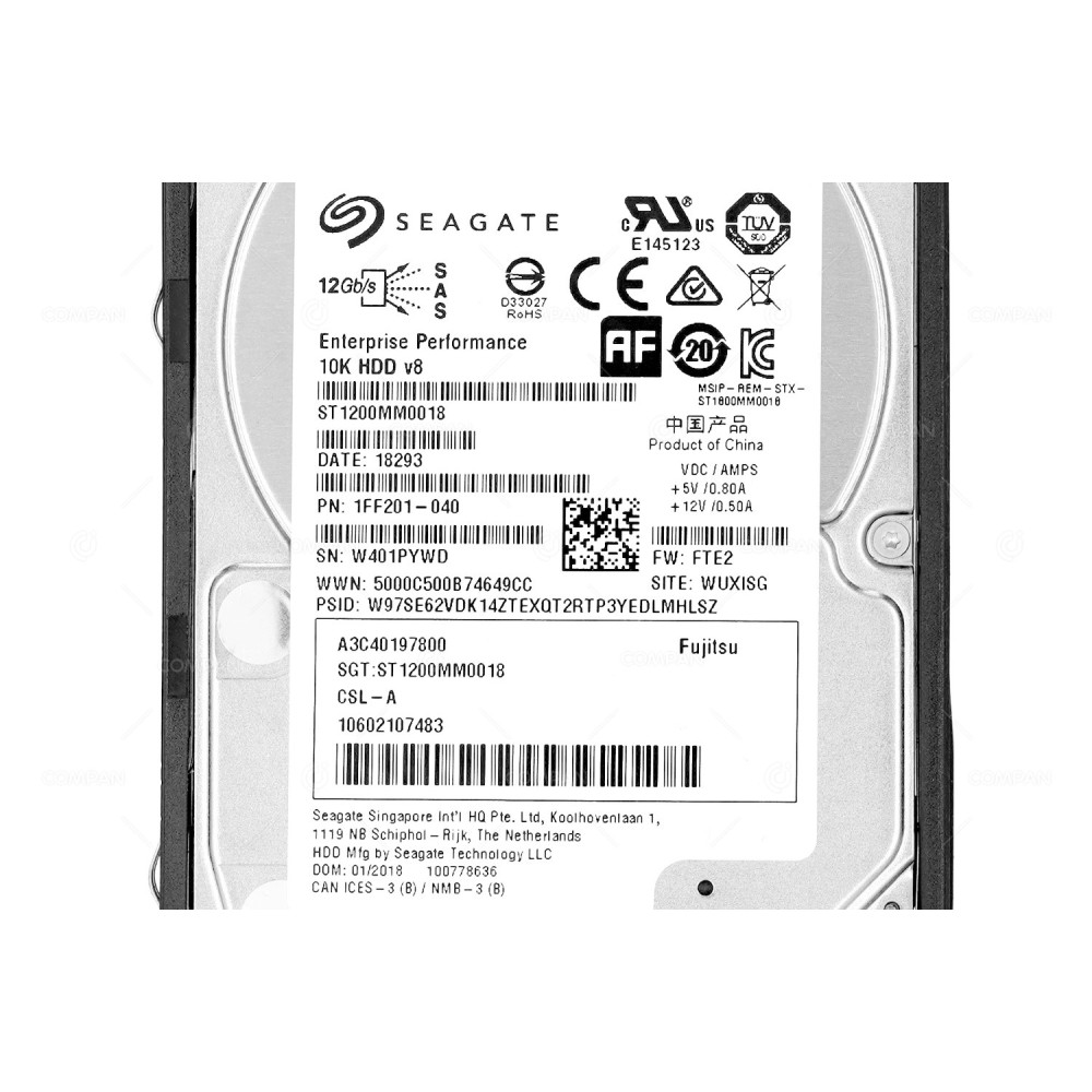 A3C40197800  FUJITSU HDD 1.2TB 10K SAS 12G 2.5" SFF