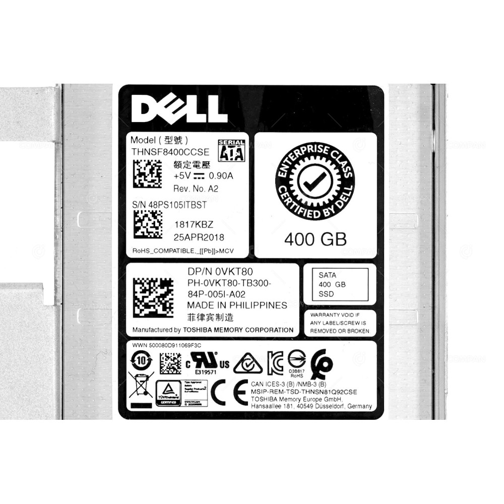VKT80 G14 LFF DELL SSD 400GB SATA 6G 3.5" LFF