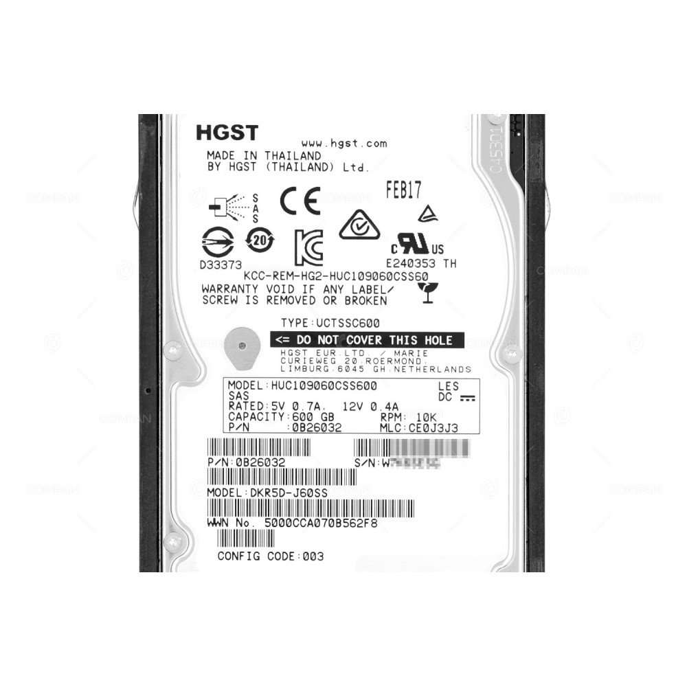 5552786-P F800 HITACHI HDD 600GB 10K SAS 6G 2.5" SFF FOR VSP F800