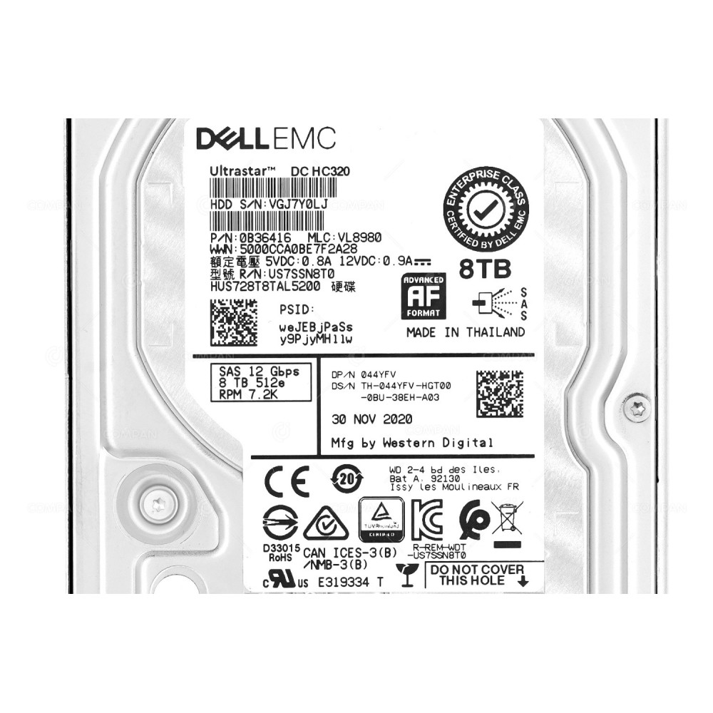44YFV DELL HDD 8TB 7.2K SAS 12G 3.5" LFF FOR DELL G14