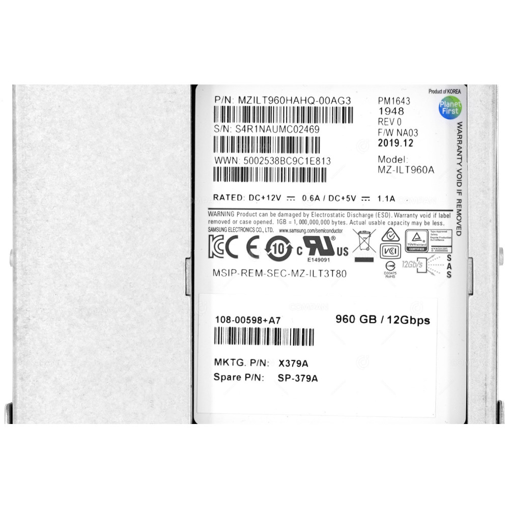 X379A  NETAPP SSD 960GB  SAS 12G  3.5'' LFF  FOR NETAPP DS460C