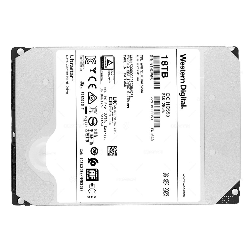 WUH721818AL5204  WD ULTRASTAR DC HC550 HDD 18TB  7.2K  SAS 12G 3.5" LFF