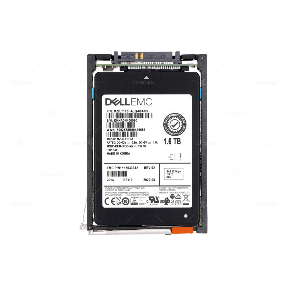 005052578  EMC SSD 1.6TB  SAS 12G  2.5'' SFF  FOR EMC UNITY 300F