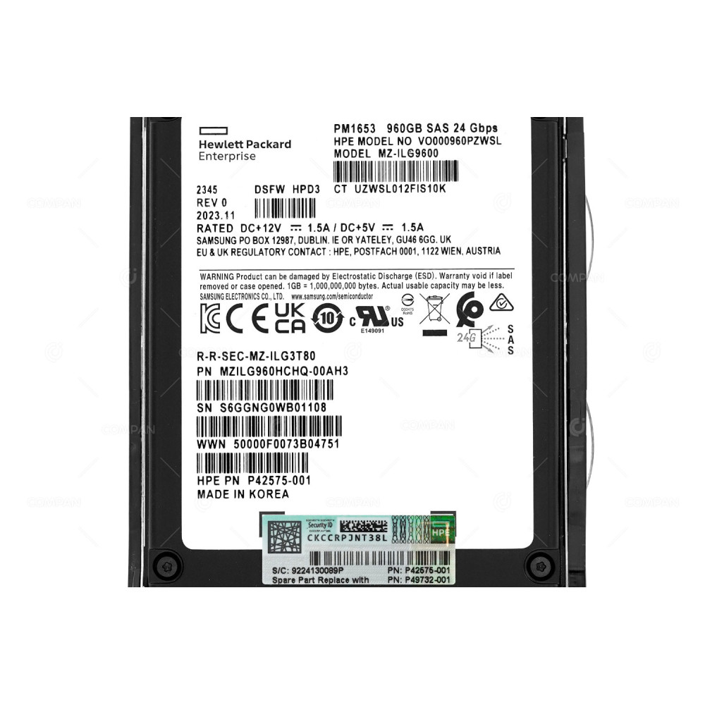 P49732-001  HP SSD 960GB SAS 12G 2.5" SFF FOR HPE PROLIANT G8 G9 G10