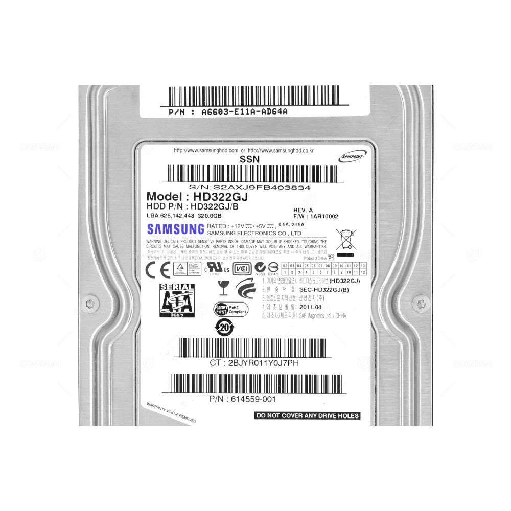 HD322GJ  SAMSUNG HARD DRIVE 320GB 7.2K 3.5 SATA