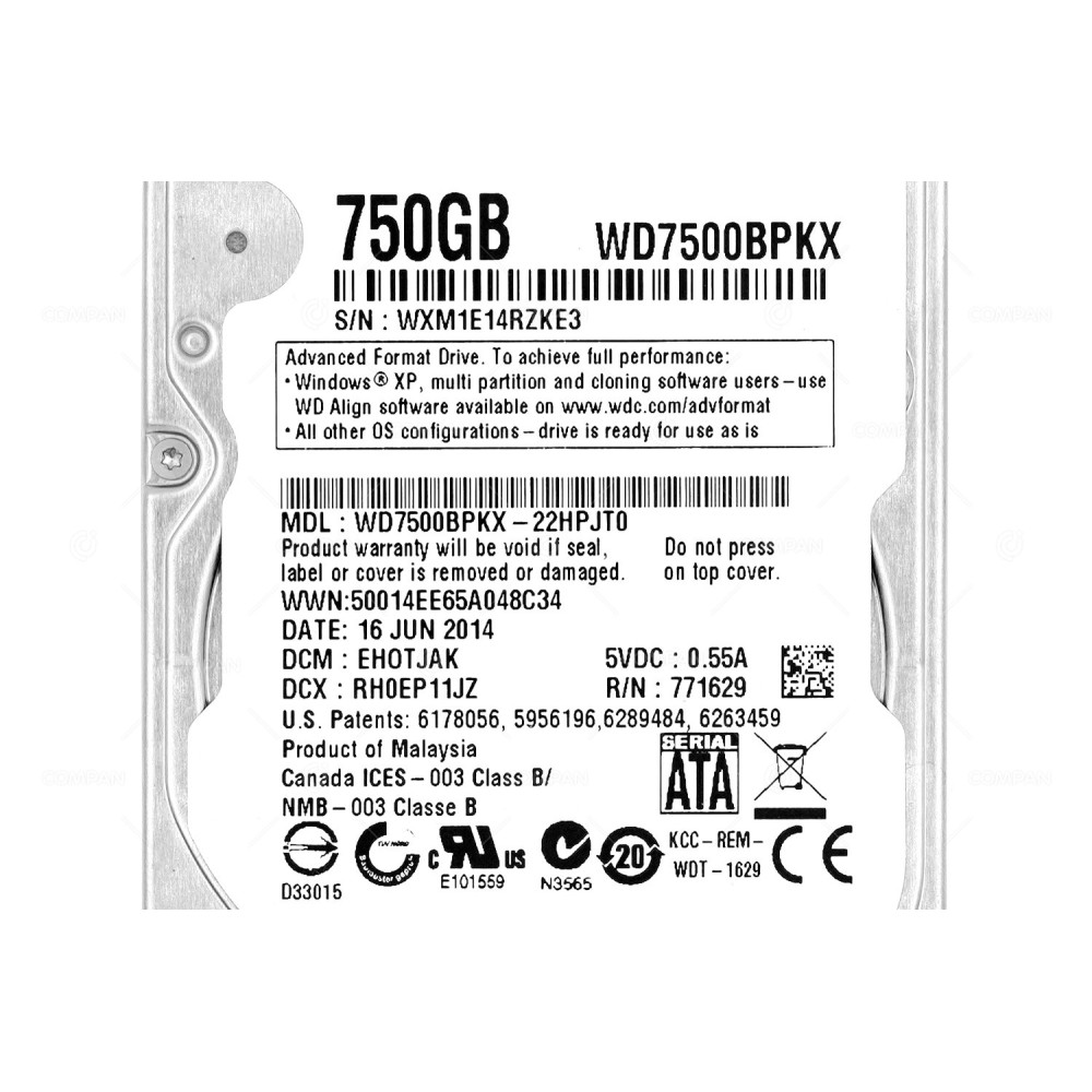 WD7500BPKX  WD HDD 750GB 7.2K SATA 6G 2.5" SFF