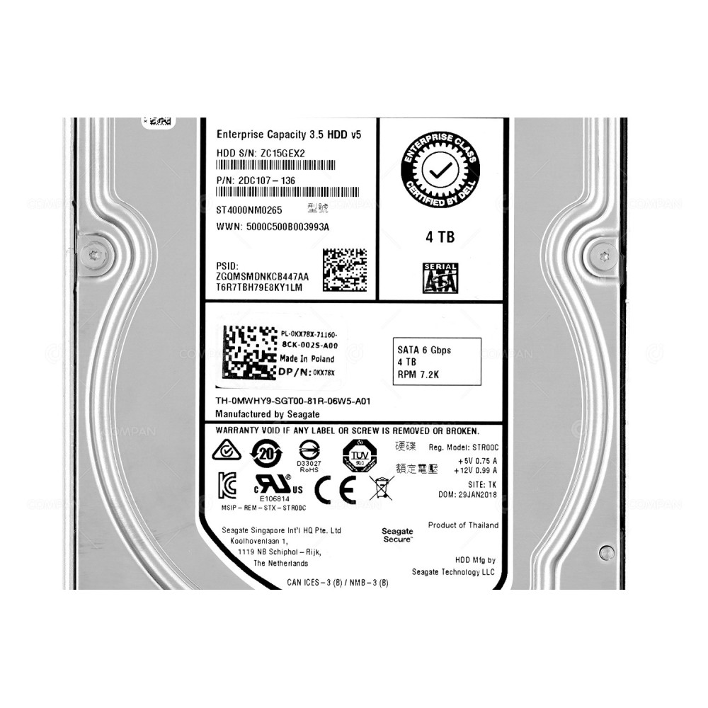 KX78X G14  DELL HDD 4TB 7.2K SATA 6G 3.5" LFF FOR DELL POWEREDGE G14