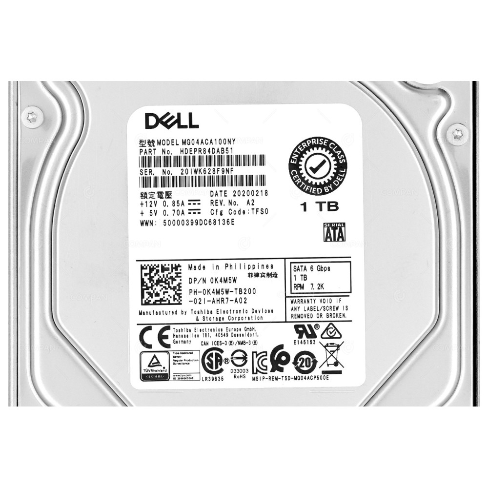 K4M5W G14  DELL HDD 1TB 7.2K SATA 6G 3.5" LFF FOR DELL POWEREDGE G14
