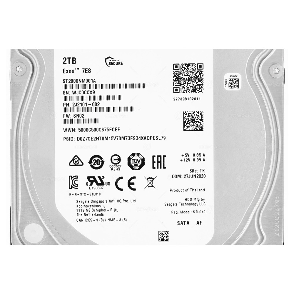 ST2000NM001A  SEAGATE HARD DRIBE 2TB 6G 7.2K SATA 3.5 LFF EXOS 7E8