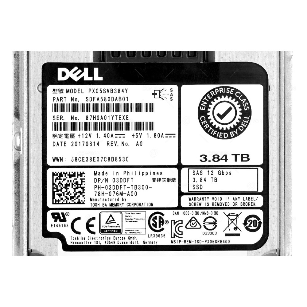 3DDFT G14  DELL SSD 3.84TB SAS 12G 2.5" SFF FOR DELL POWEREDGE G14