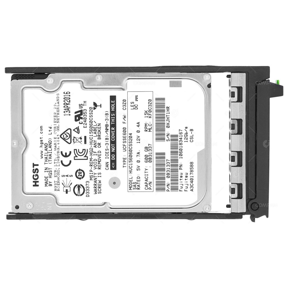 A3C40178588  FUJITSU HDD 600GB 15K SAS 12G  2.5" SFF FOR FUJITSU ETERNUS