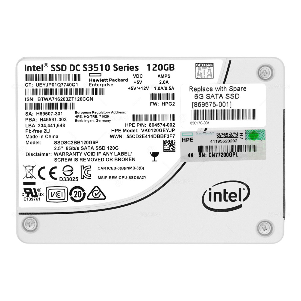 804574-002  HP SSD 120GB SATA 6G 2.5" SFF FOR HPE SYNERGY 12000 FRAME