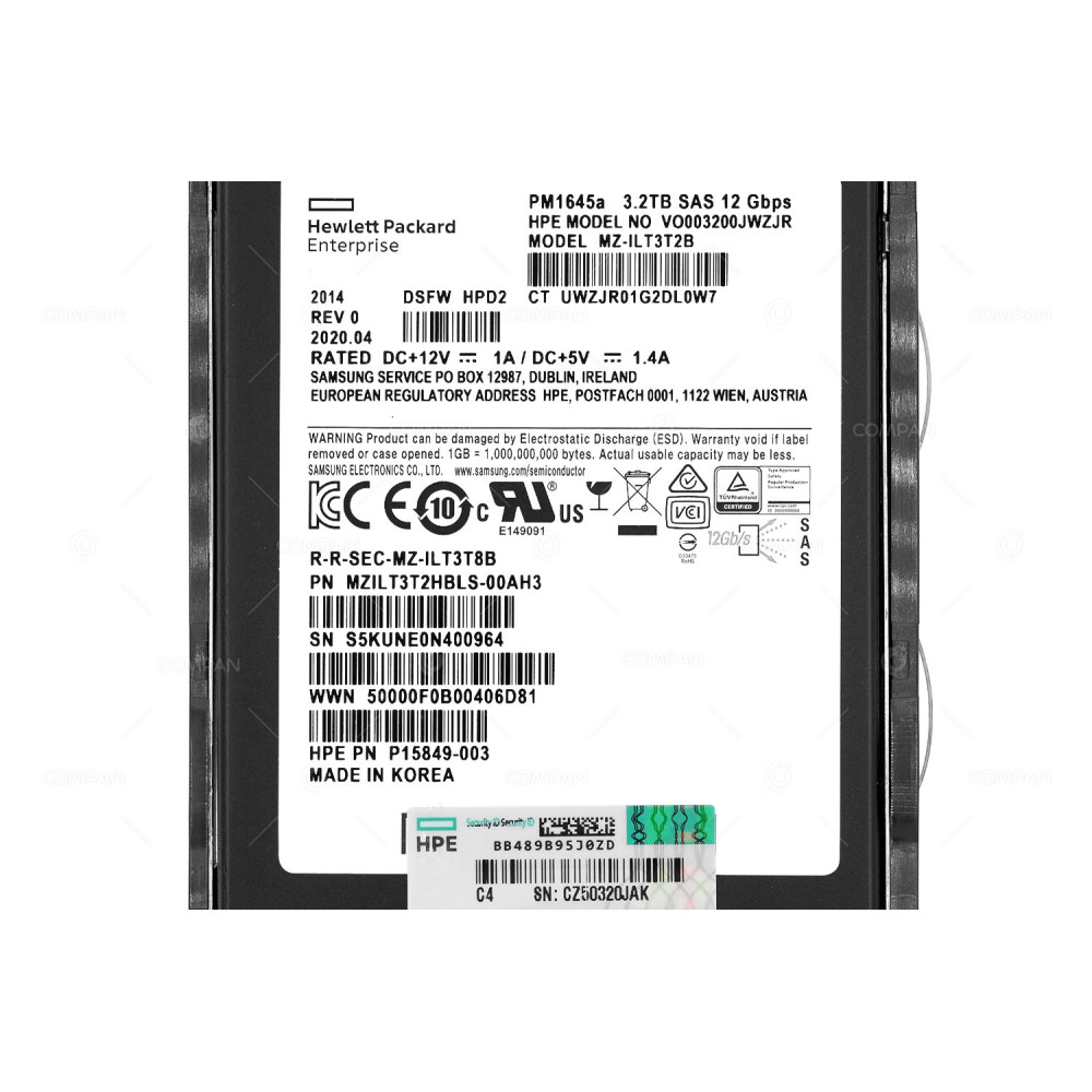 P20840-001  HP SSD 3.2TB SAS 12G 2.5" SFF DS MU FOR PROLIANT G8 G9 G10