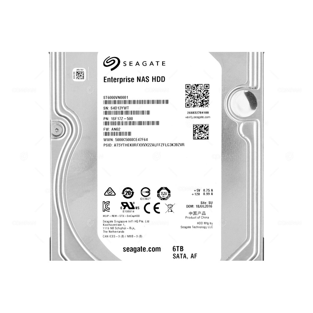 ST6000VN0001  SEAGATE HDD 6TB 7.2K SATA 6G 3.5" LFF 128MB CACHE