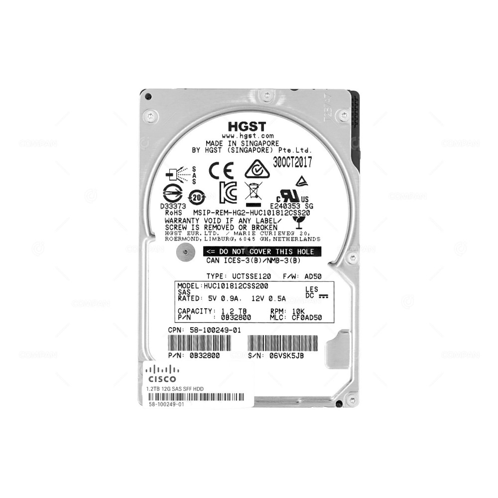 UCS-HD12TB10K12N NO CADDY  CISCO 1.2TB 10K 12G SAS 2.5 SFF HARD DRIVE FOR USC-C240 M5 NO CADDY