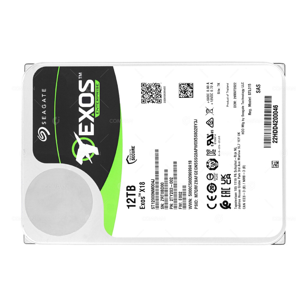 ST12000NM004J  SEAGATE EXOS X18 12TB 7.2K 6G SATA AF 3.5 LFF 256MB CACHE ENTERPRISE HDD