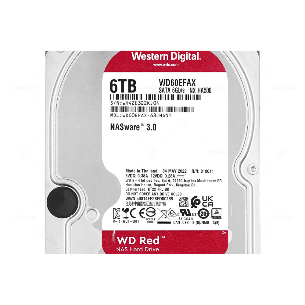 WD60EFAX  WESTERN DIGITAL RED NX HA500 HDD 6TB 5.4K SATA 6G 3.5" LFF 256MB CACHE