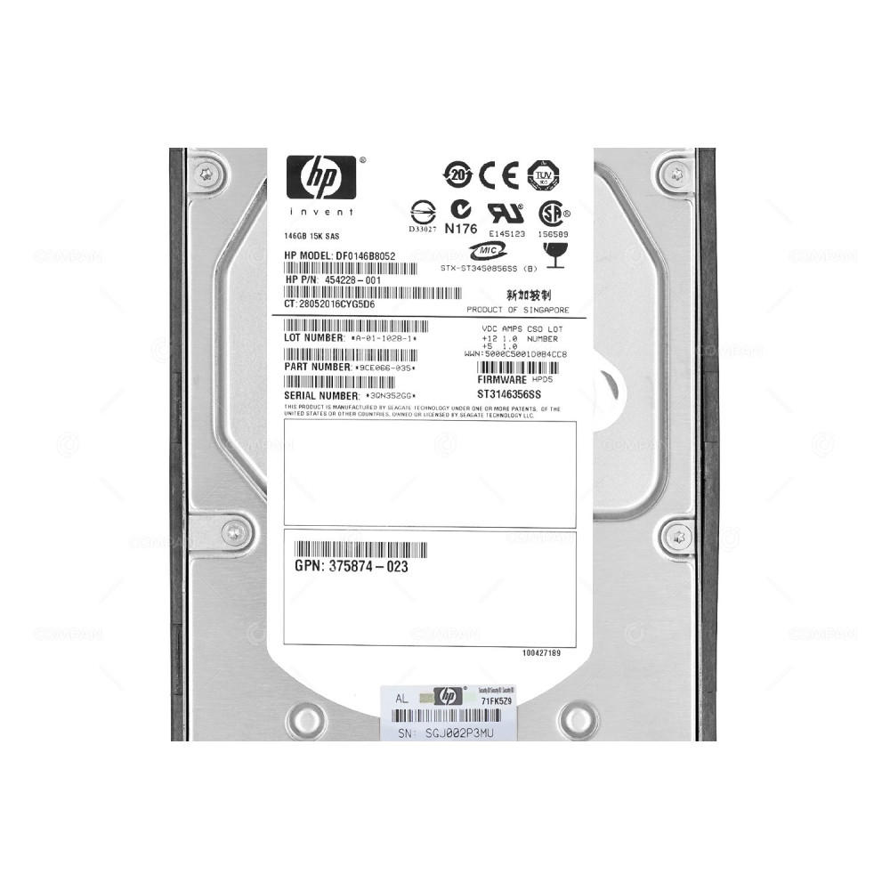 488058-001  HP 146GB 15K 3G SAS 3.5 LFF HARD DRIVE