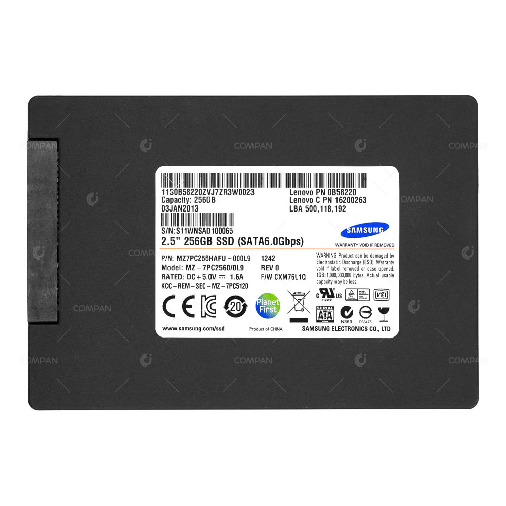 0B58220  LENOVO 256GB 6G SATA 2.5 SFF SSD FOR THINKSTATION E31