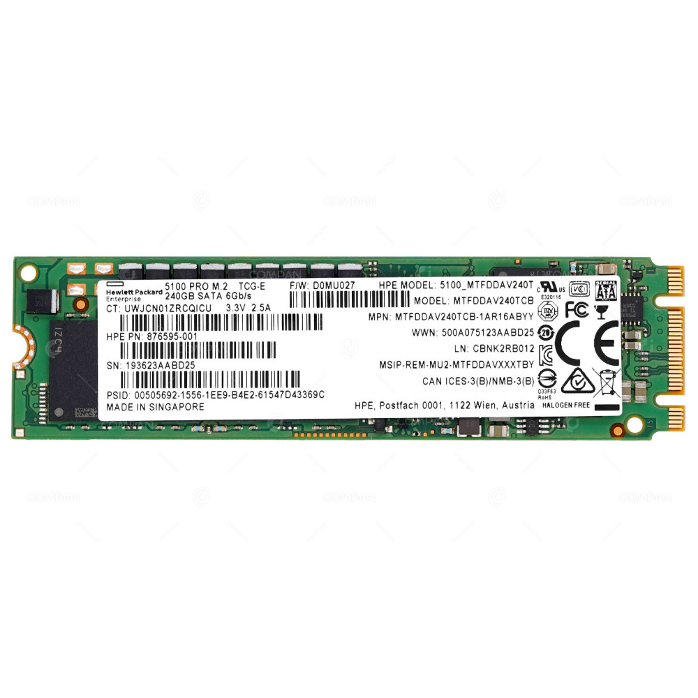 876595-001  HP 5100 PRO SSD 240GB 6G SATA M.2 FOR 3PAR STORESERV 8200, K2Q36B