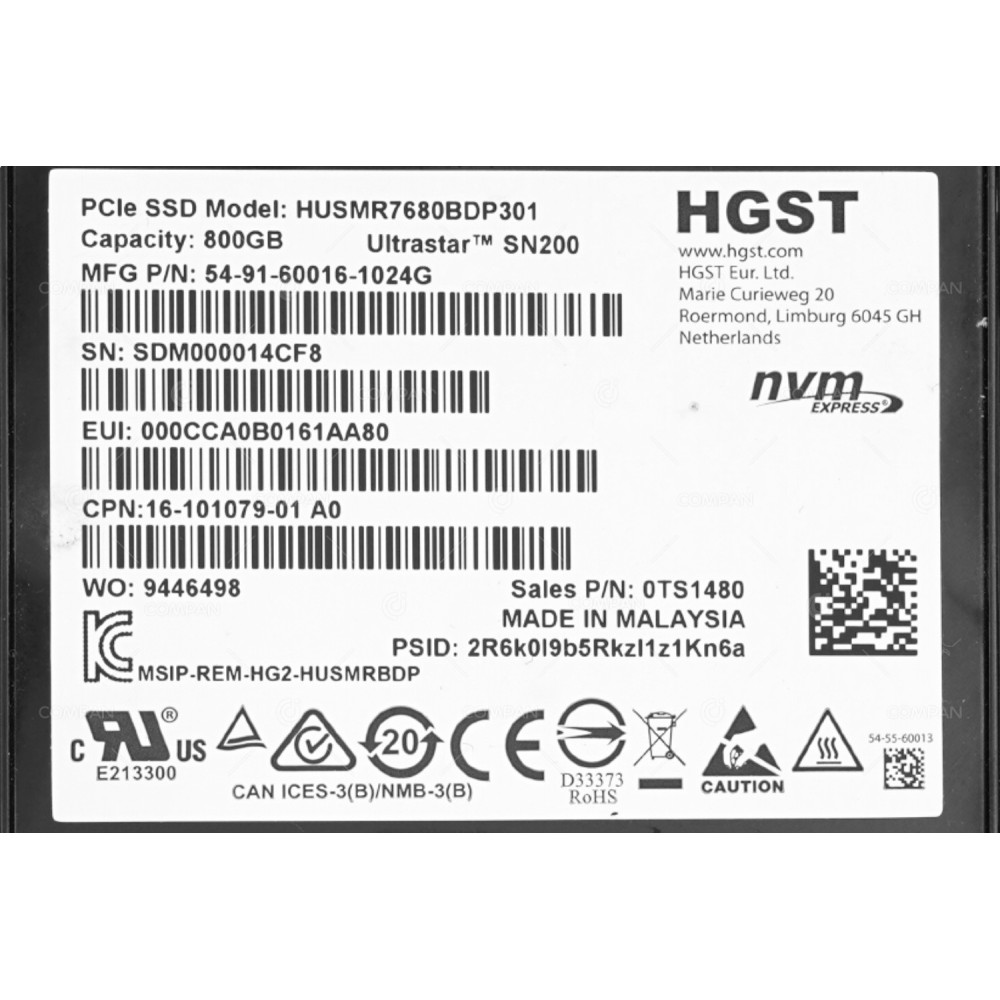 16-101079-01  CISCO NVME SSD 800GB U.2 2.5" SFF PCIE 3.0 FOR UCS C220 C240 M5