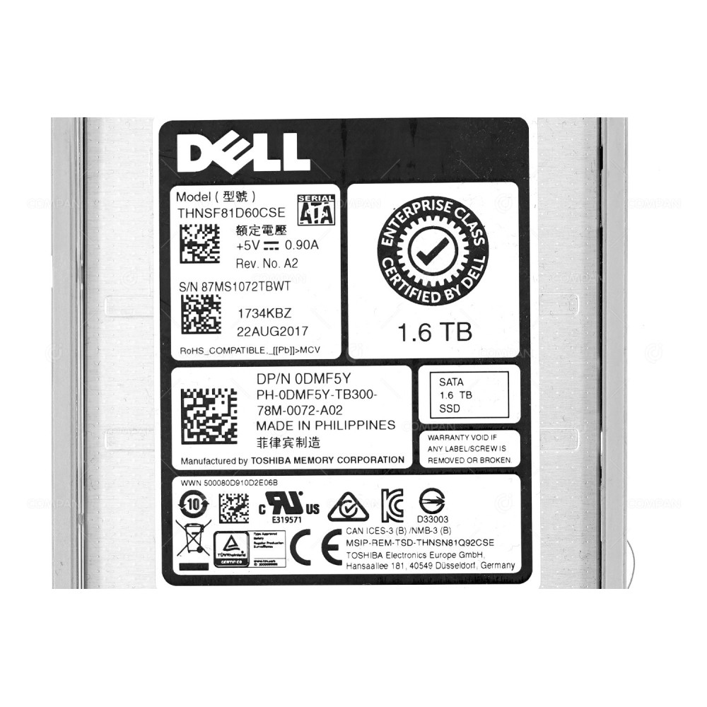 DMF5Y  DELL SSD 1.6TB SATA 6G 2.5" SFF FOR DELL POWEREDGE G11 G12 G13
